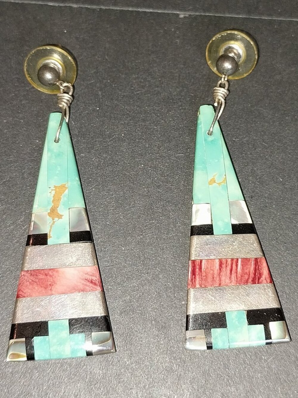 Inlayed Stone Geometric Earrings